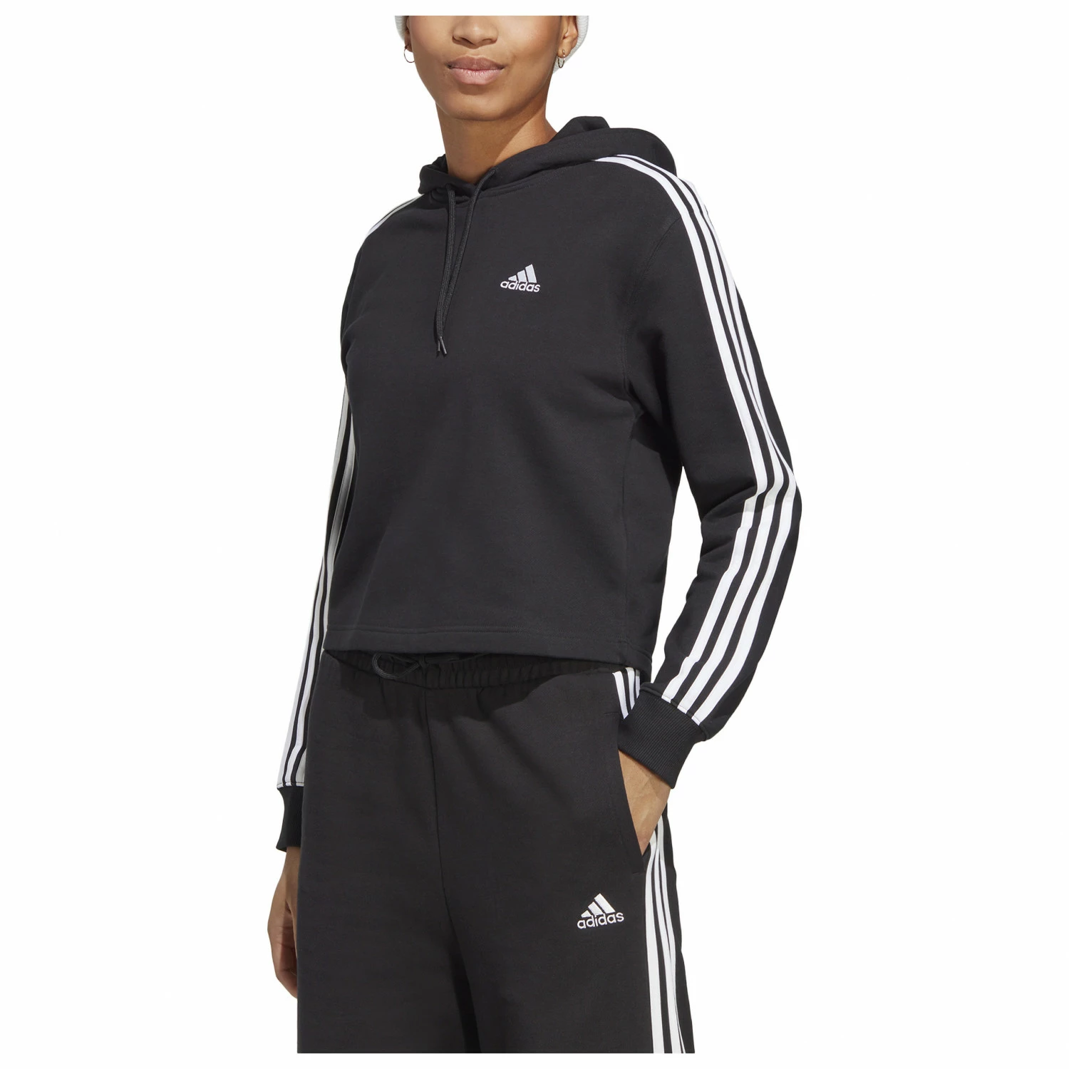 ADIDAS Women's 3-Stripes FT CR Hoody - Hoodie 4 ADIDAS Women's 3-Stripes FT CR Hoody - Hoodie - Image 2
