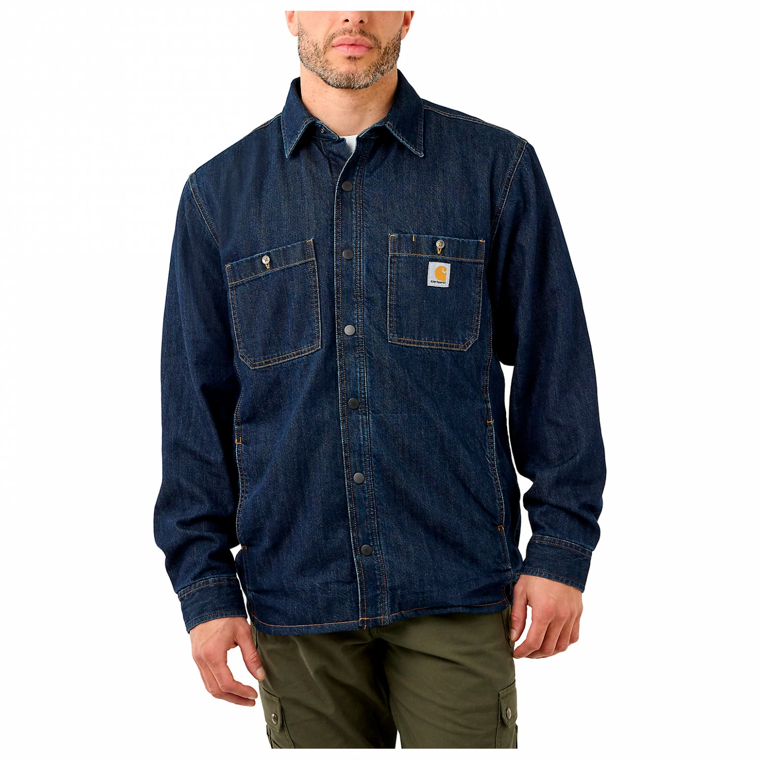 Carhartt Denim Fleece Lined Snap Front Shirt - Shirt 4 Carhartt Denim Fleece Lined Snap Front Shirt - Shirt - Image 2
