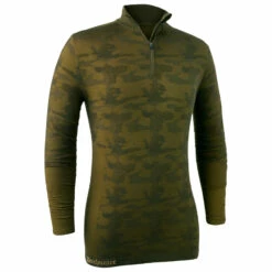 Deerhunter Camou Wool Undershirt With Zip-Neck - Merino Base Layer