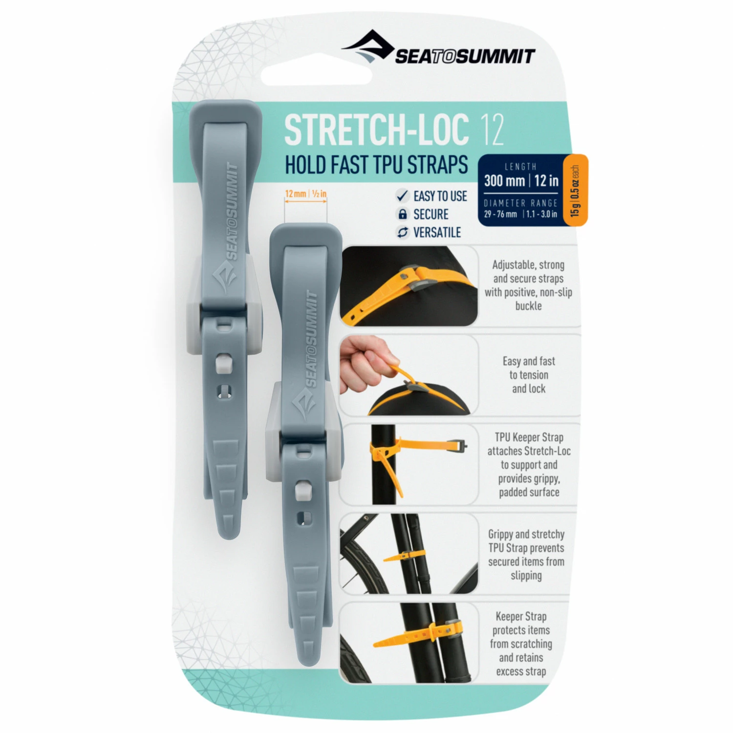 Sea To Summit Stretch-Loc 12 2-Pack - Lashing Strap 4 Sea To Summit Stretch-Loc 12 2-Pack - Lashing Strap - Image 2