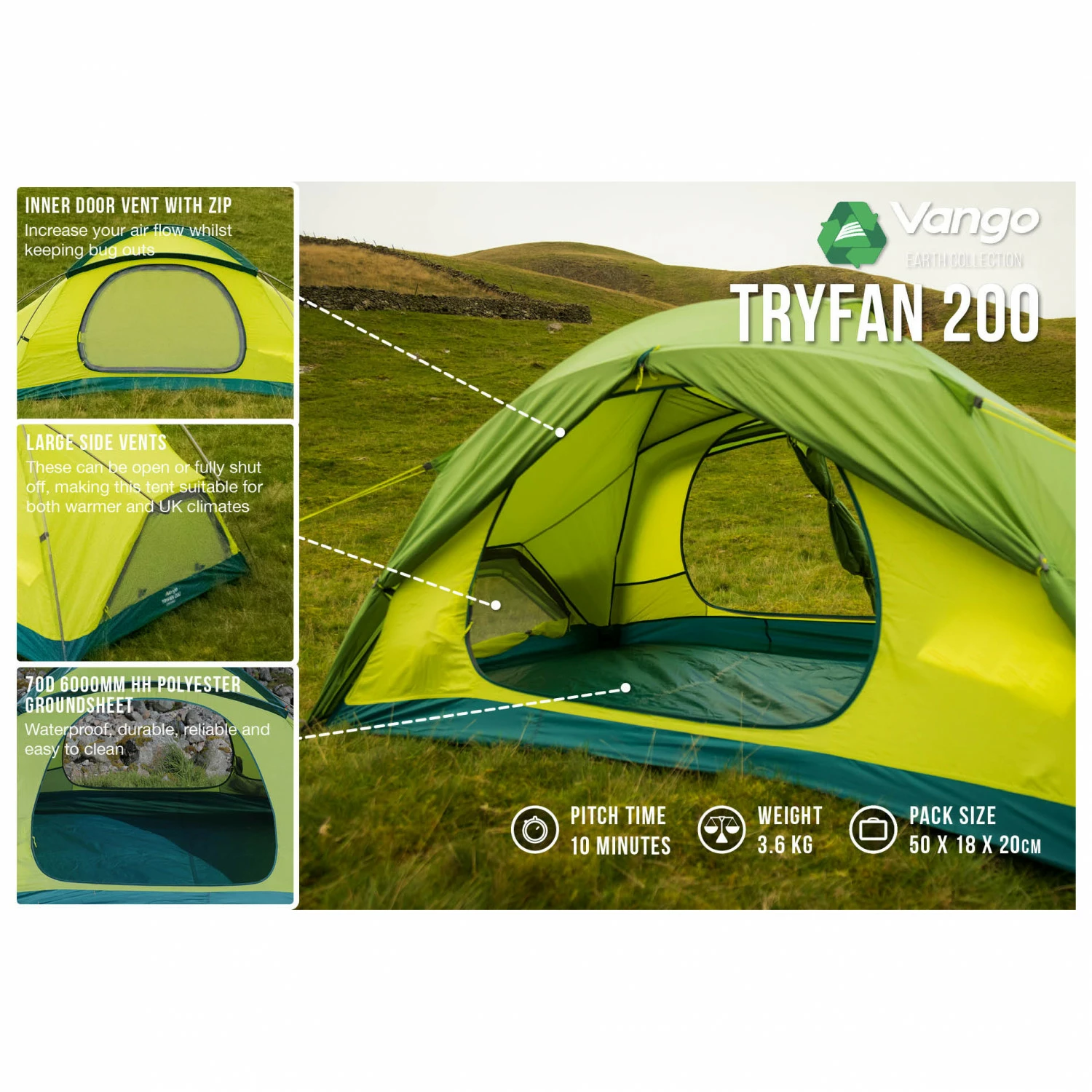 Vango Tryfan 200 - 2-person Tent 5 Vango Tryfan 200 - 2-person Tent - Image 3